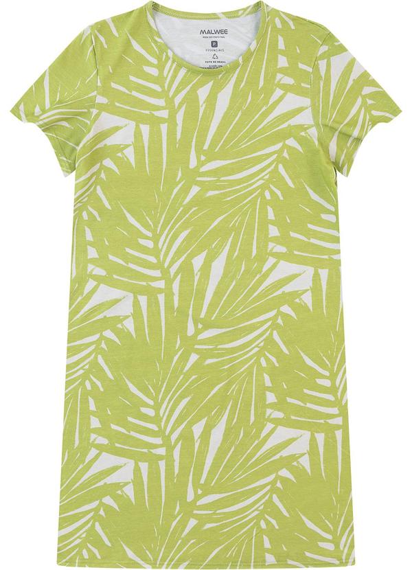 Vestido Folhagens em Malha Verde Limão