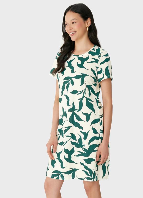 Vestido Folhagens em Malha Verde