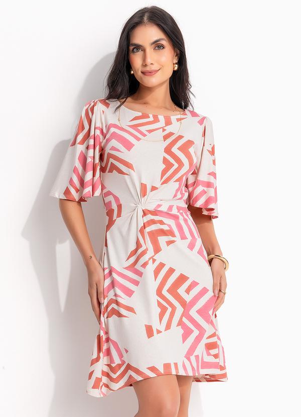 Vestido Geométrico Bicolor em Malha de Viscose