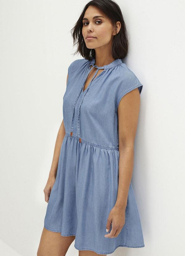 Vestido Jeans Claro em Jeans de Algodão