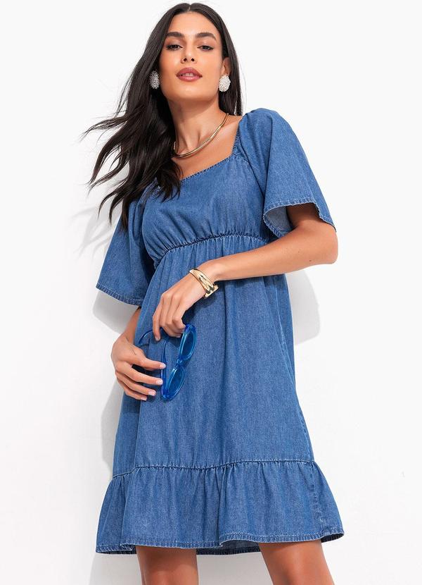 Vestido Jeans Médio em Jeans Leve