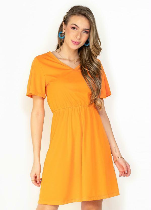 Vestido Laranja com Detalhe na Cintura