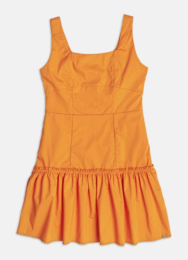 Vestido Laranja de Tecido com Babado Laranja