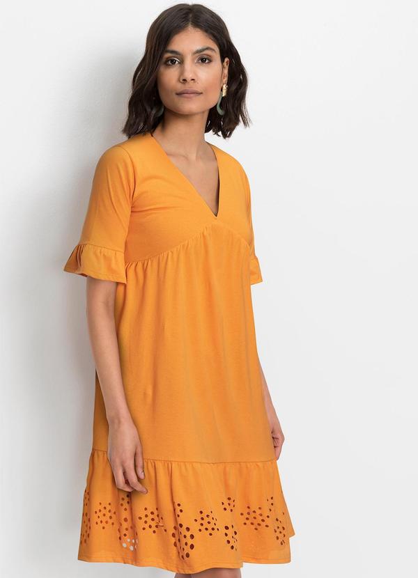 Vestido Laranja em Malha de Algodão