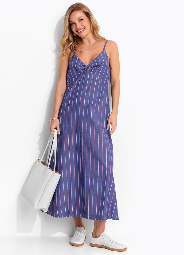 Vestido Listrado Marinho em