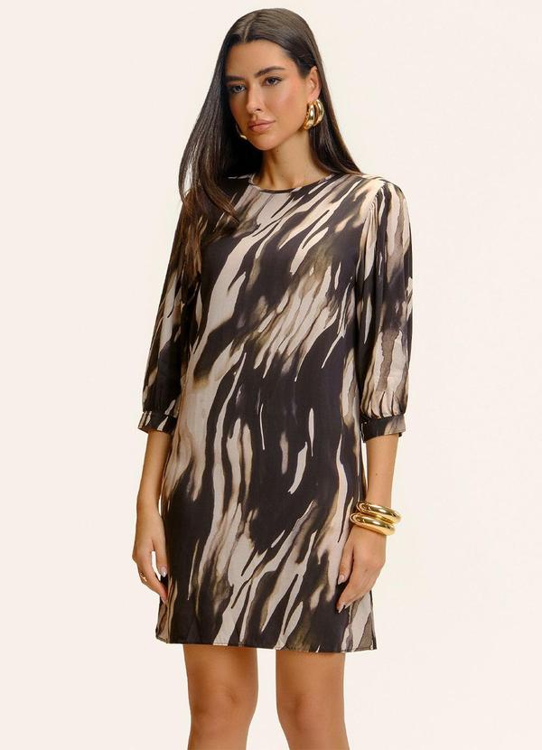 Vestido Manga 3/4 Viscose Khyara Preto