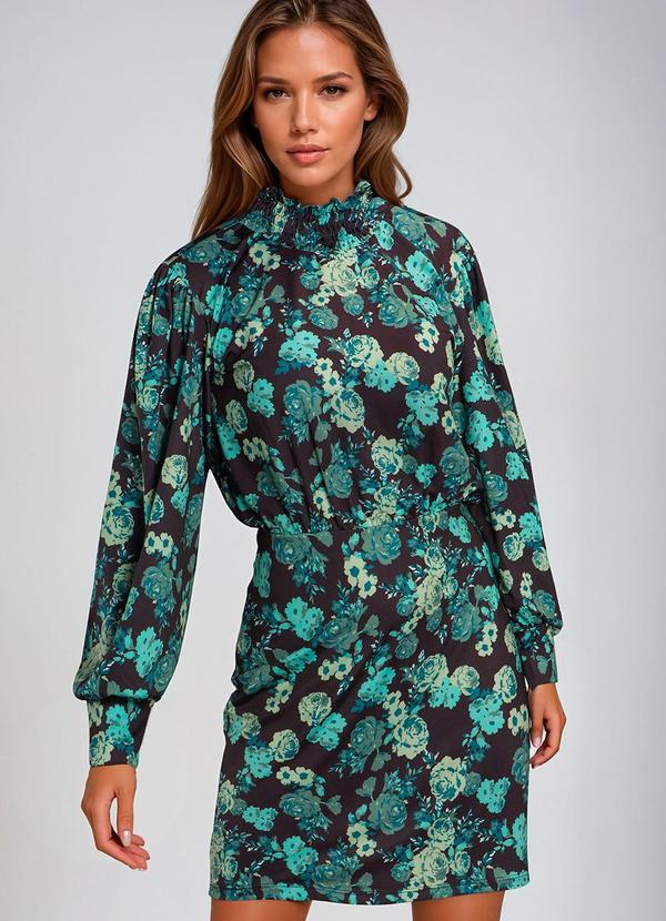 Vestido Manga Longa Floral Dark
