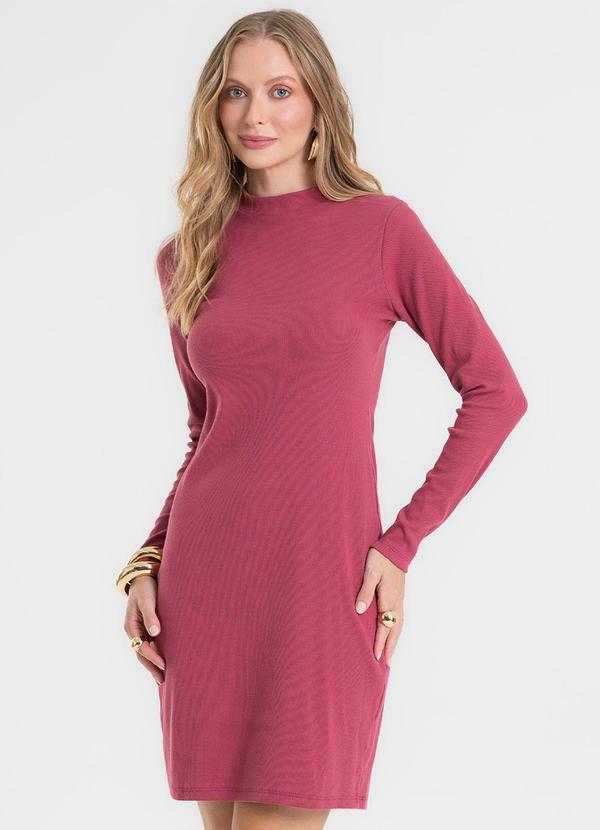 Vestido Manga Longa Ribana Básico Vermelho