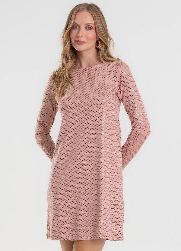 Vestido Manga Longa Rosa