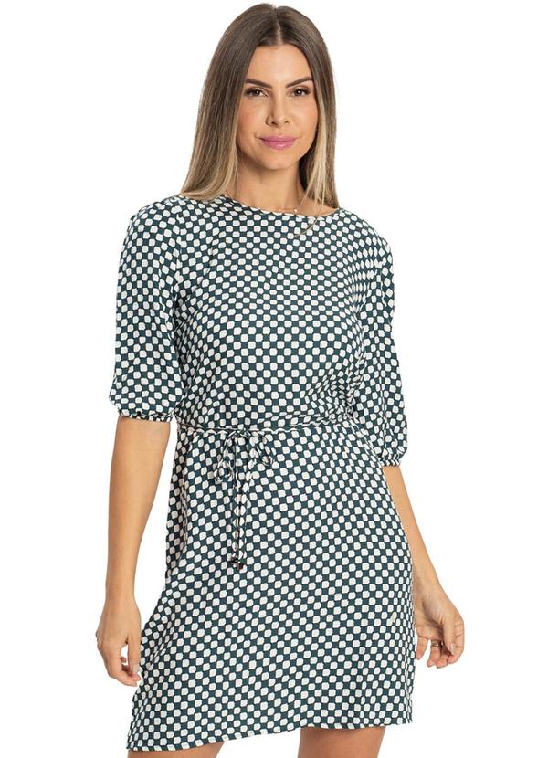 Vestido Mangas 3/4 Viscose Creponada Verde