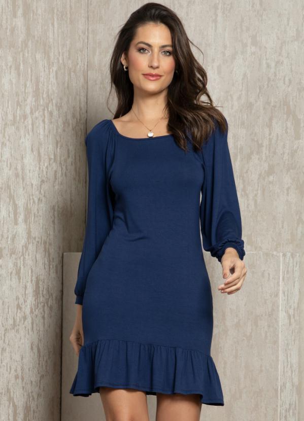Vestido Marinho com Babados