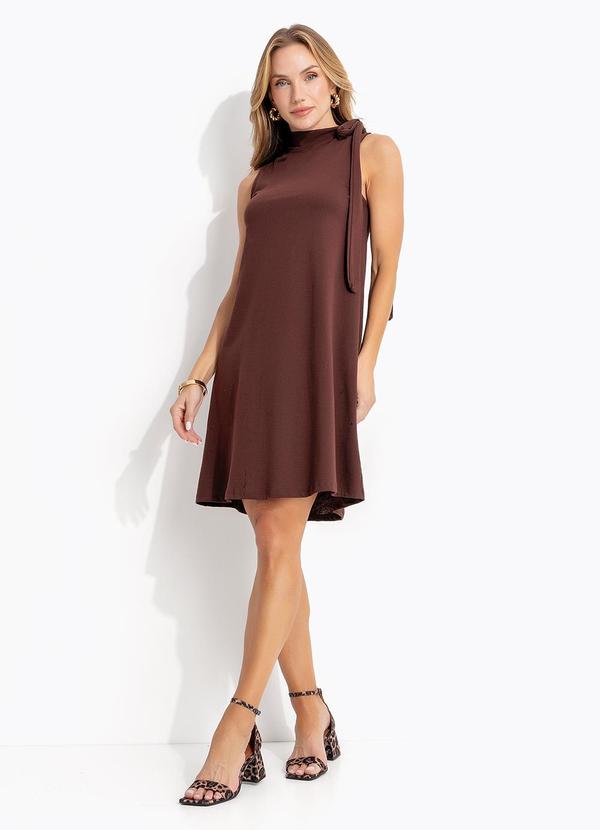 Vestido Marrom em Malha de Algodão