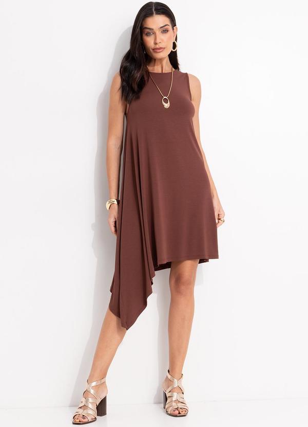Vestido Marrom em Malha de Viscose