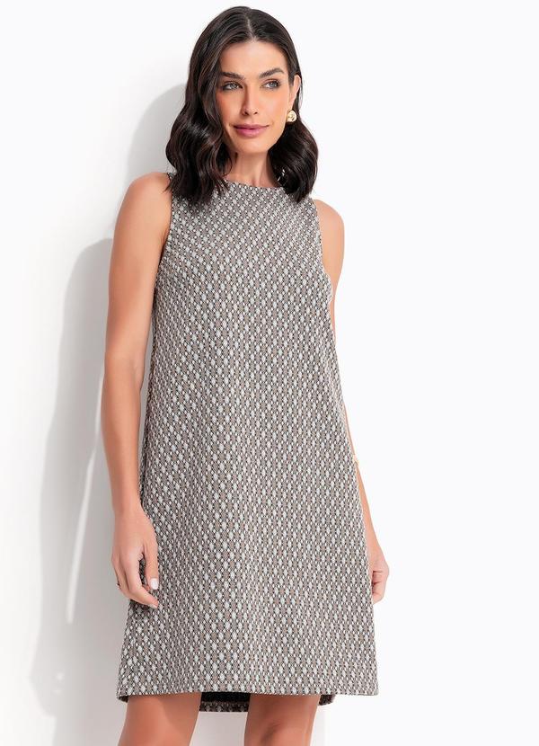 Vestido Marrom em Malha Jacquard