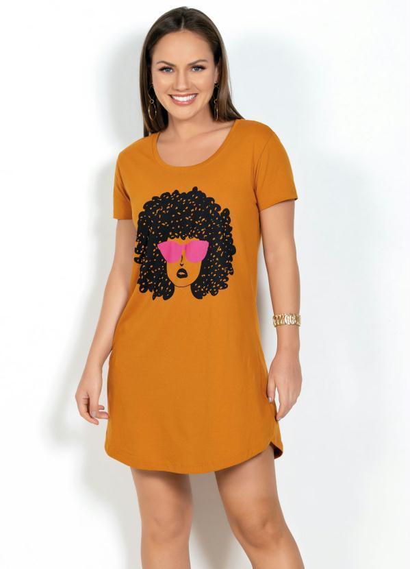 Vista 2 Vestido Mostarda com Barra Arredondada Moda Pop Moda Pop