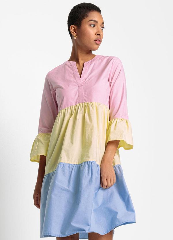 Vestido Multicores em Tricoline