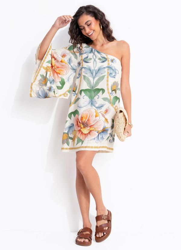 Vestido Ombro Só Jardim Real Bege