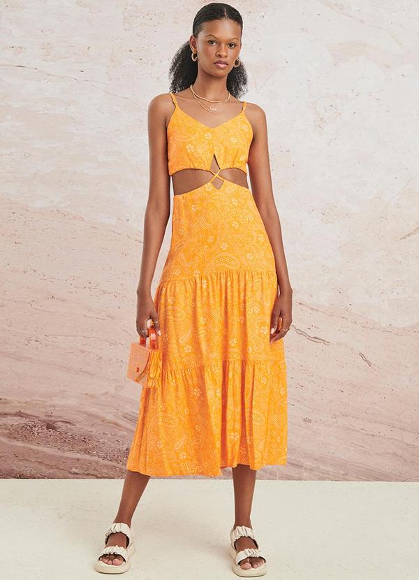 Vestido Paisley Laranja Laranja