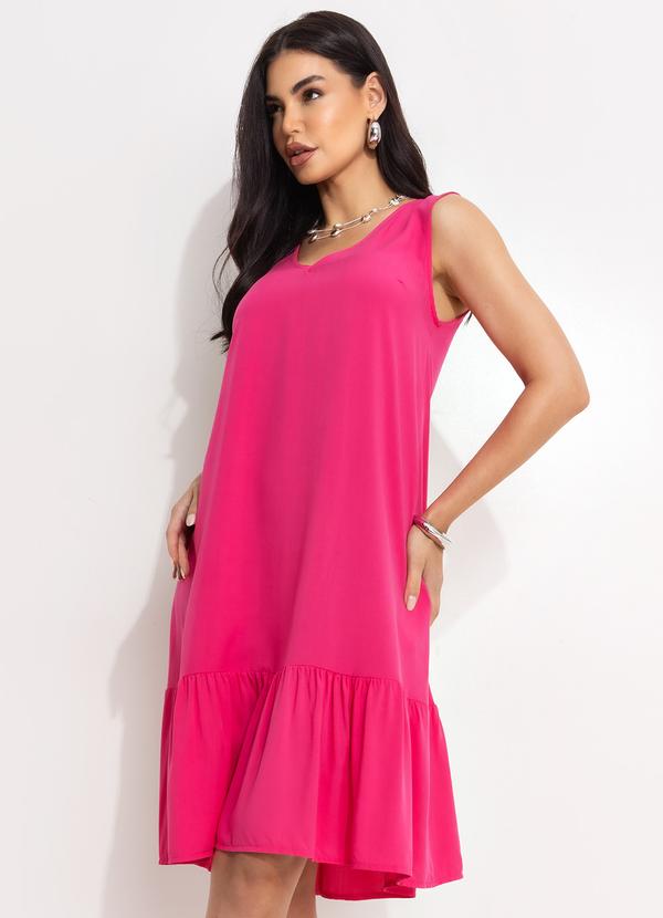 Vestido Pink em Viscose Plana