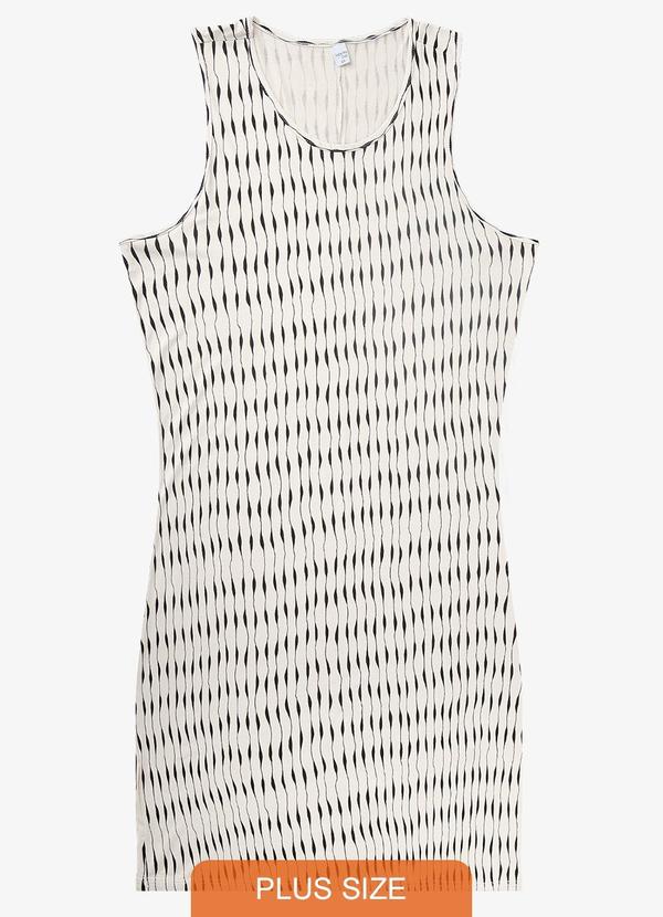Vestido Plus Size Estampado Infinita Cor Bege
