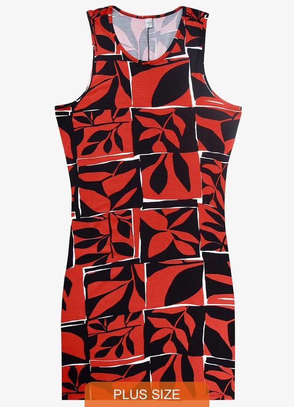 Vestido Plus Size Estampado Infinita Cor Laranja