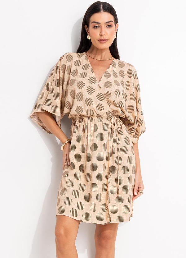 Vestido Poá Geométrico em Viscose Plana