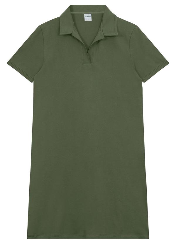 Vestido Polo em Piquet Verde Musgo