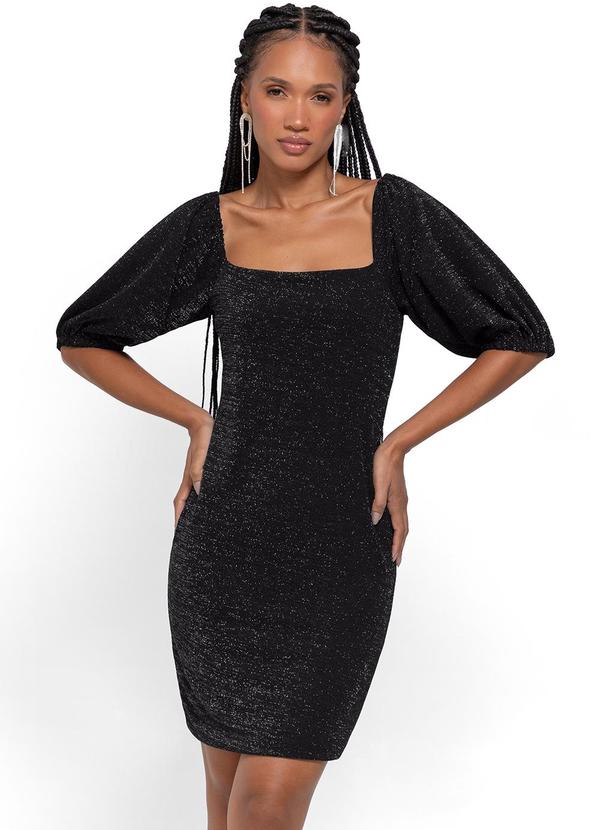 Vestido Preto Curto em Lurex