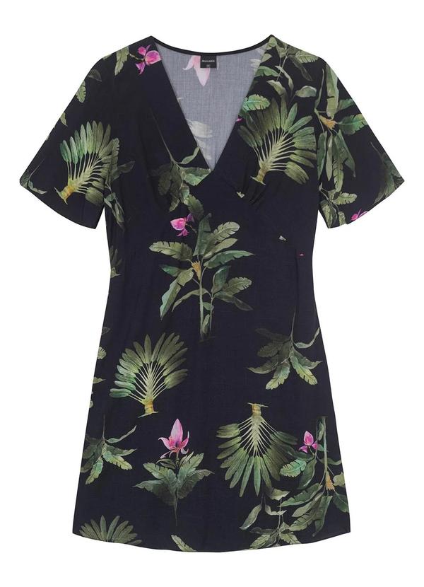 Vestido Preto Curto Evasê Tropical