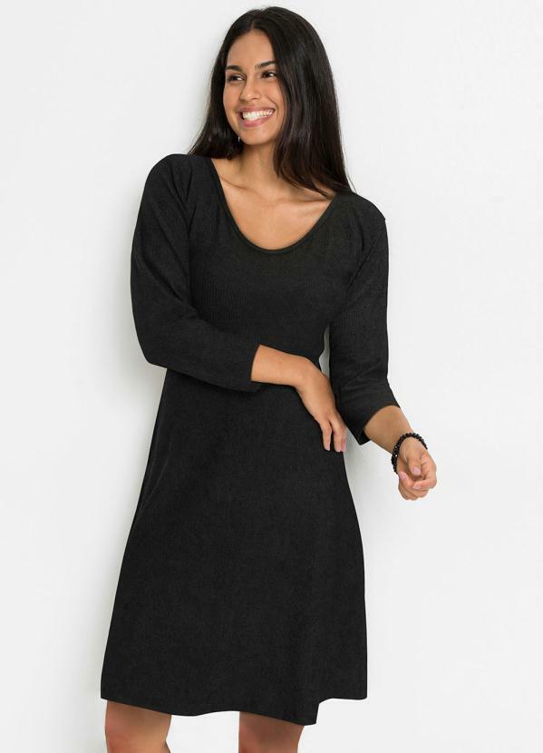 Vestido Preto em Malha Cotelê