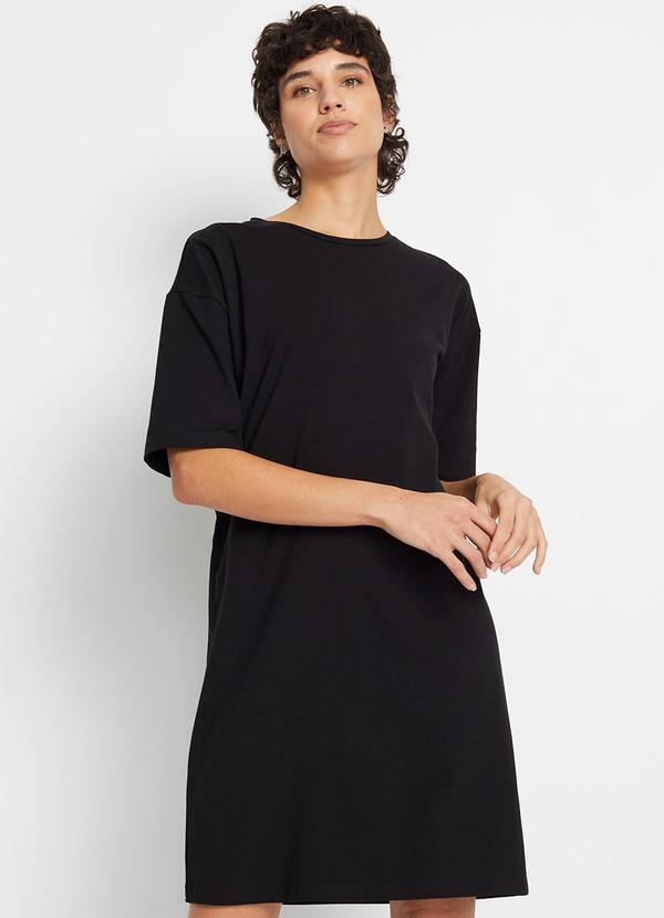 Vestido Preto em Malha de Viscose