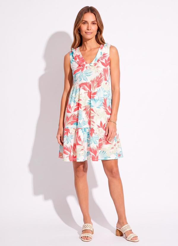 Vestido Regata com Gola Folhagem Branco