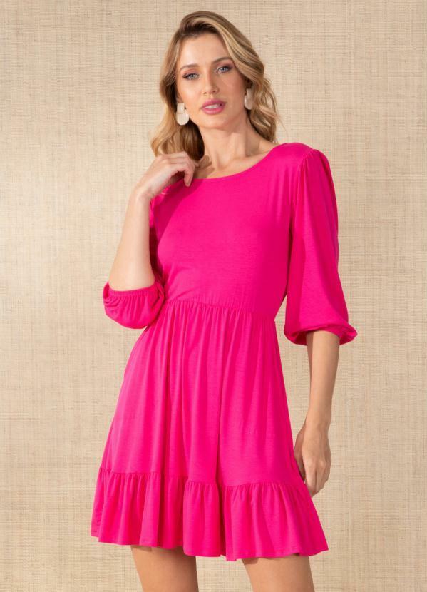 Vista 2 Vestido Rosa com Detalhe para Amarrar nas Costas Quintess Quintess