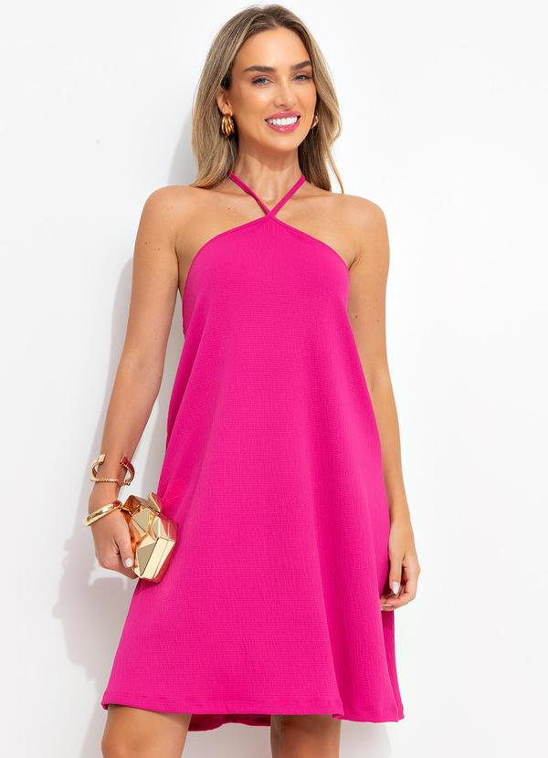 Vista 2 Vestido Rosa em Malha Anarruga Bimini Bimini