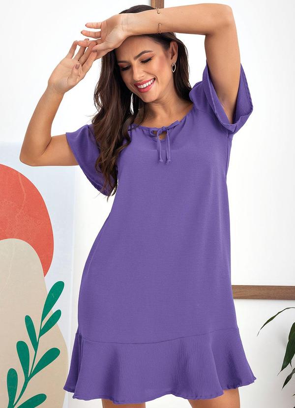 Vestido Roxo em Crepe Plano