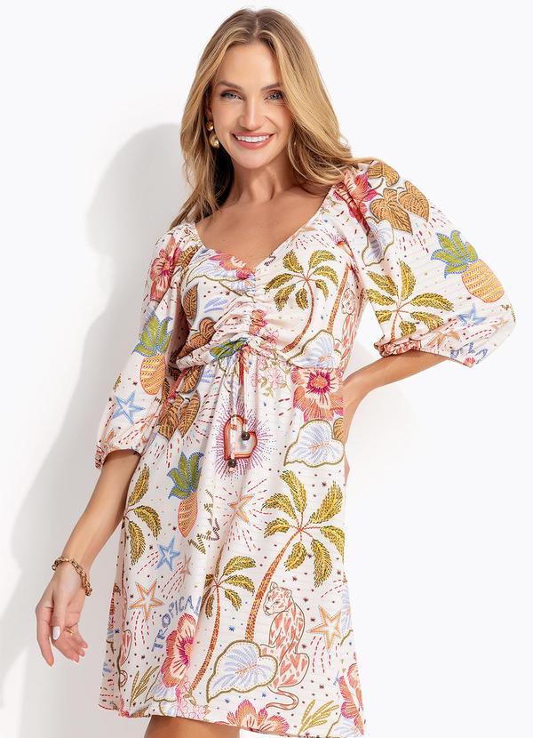 Vestido Selva Colorida em Malha Texturizada