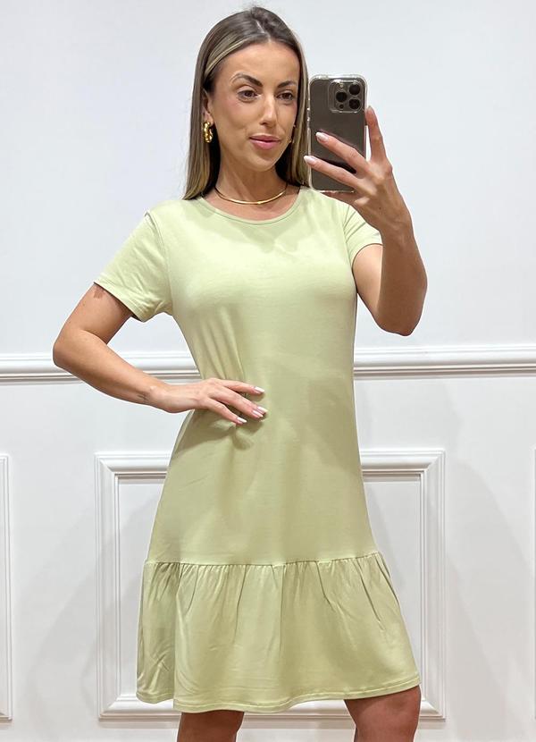 Vestido Soltinho com Babado Verde