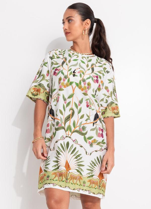 Vestido T-Shirt Básico Floresta Doce Off White
