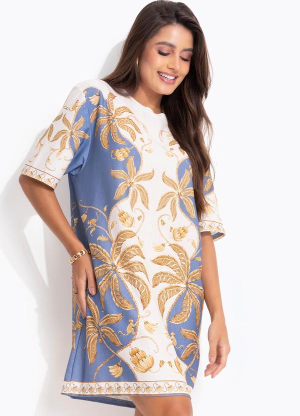 Vestido T-Shirt Básico Ourinho Tropical Azul