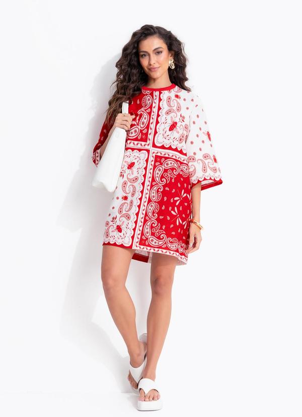 Vestido T-Shirt Big Bandana Jardim Vermelho