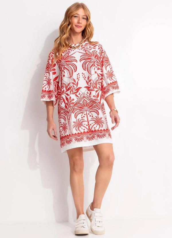 Vestido T-Shirt Big Coqueiro de Flor Vermelho