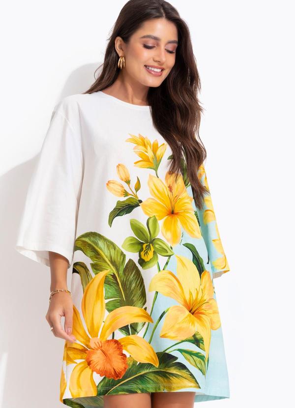 Vestido T-Shirt Big Floral Samanta Azul