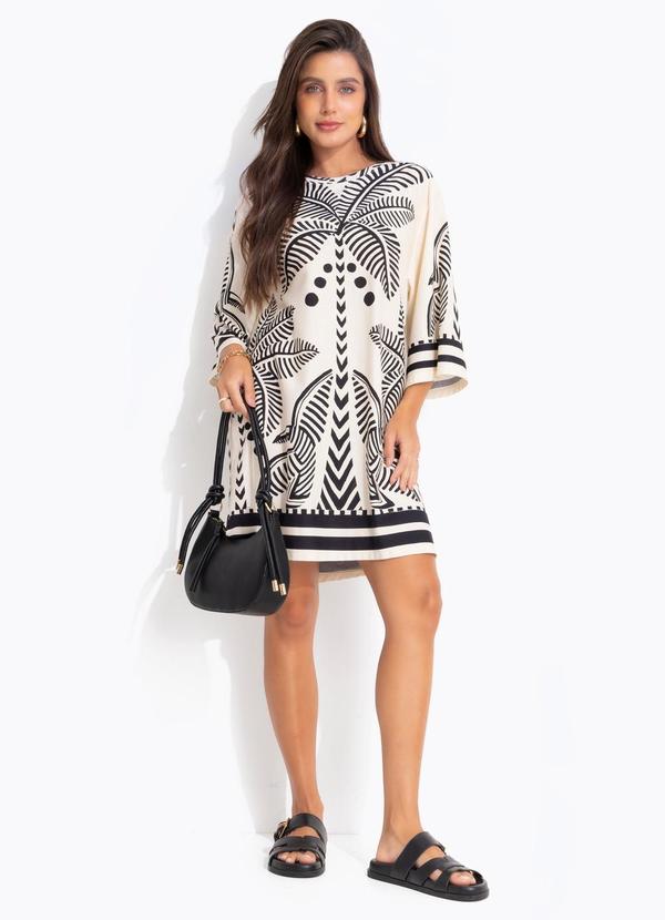 Vestido T-Shirt Big Listra Tropical Bege