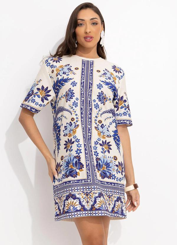 Vestido T-Shirt Encanto Tropical Azul
