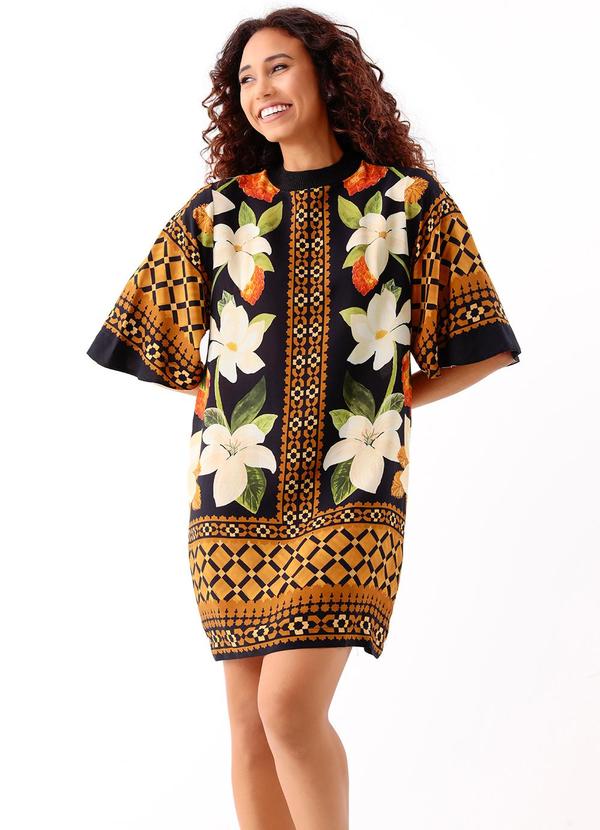 Vestido T-Shirt Dress Lenço Floral Biriba
