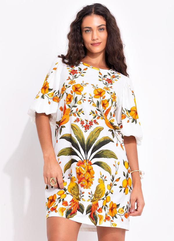 Vestido T-Shirt Mg Fofa Bosque Chic Off White