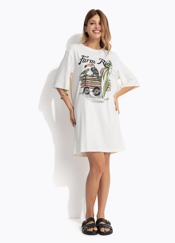 Vestido T-Shirt Pilha de Pranchas Bege