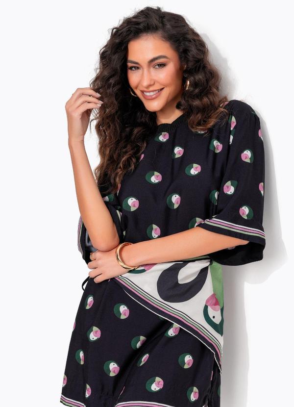 Vestido T-Shirt Poá Ararinha Preto