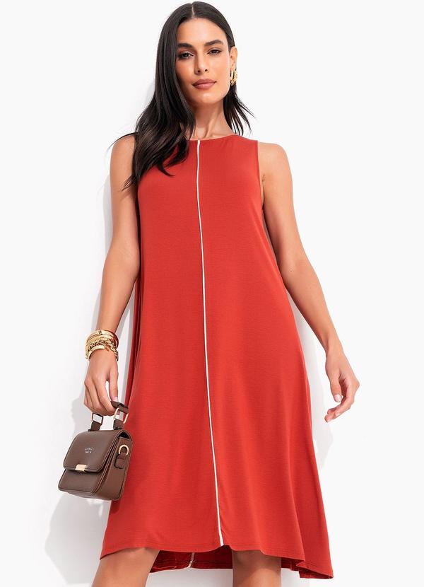 Vista 2 Vestido Terracota em Malha de Viscose Quintess Quintess