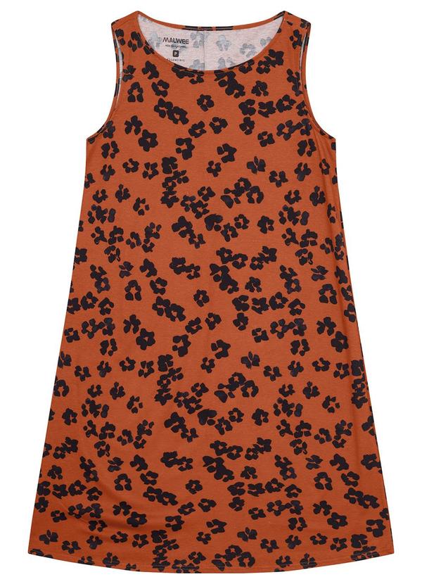 Vista 2 Vestido Terracota Evasê Curto Floral Malwee Malwee